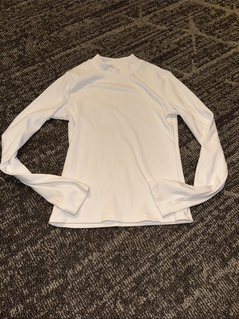 abercrombie kids White Ribbed Long Sleeve Tee